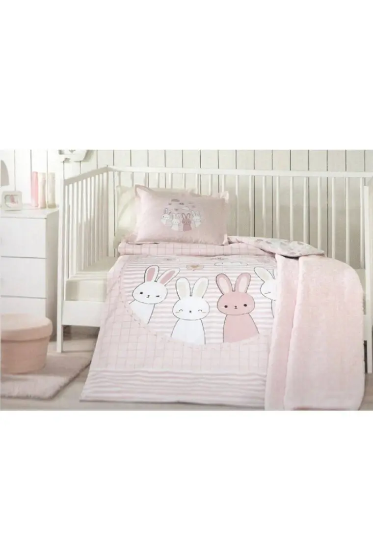 Özdilek Hello Rabbit Pembe Battaniyeli Bebek Nevresim Takımı