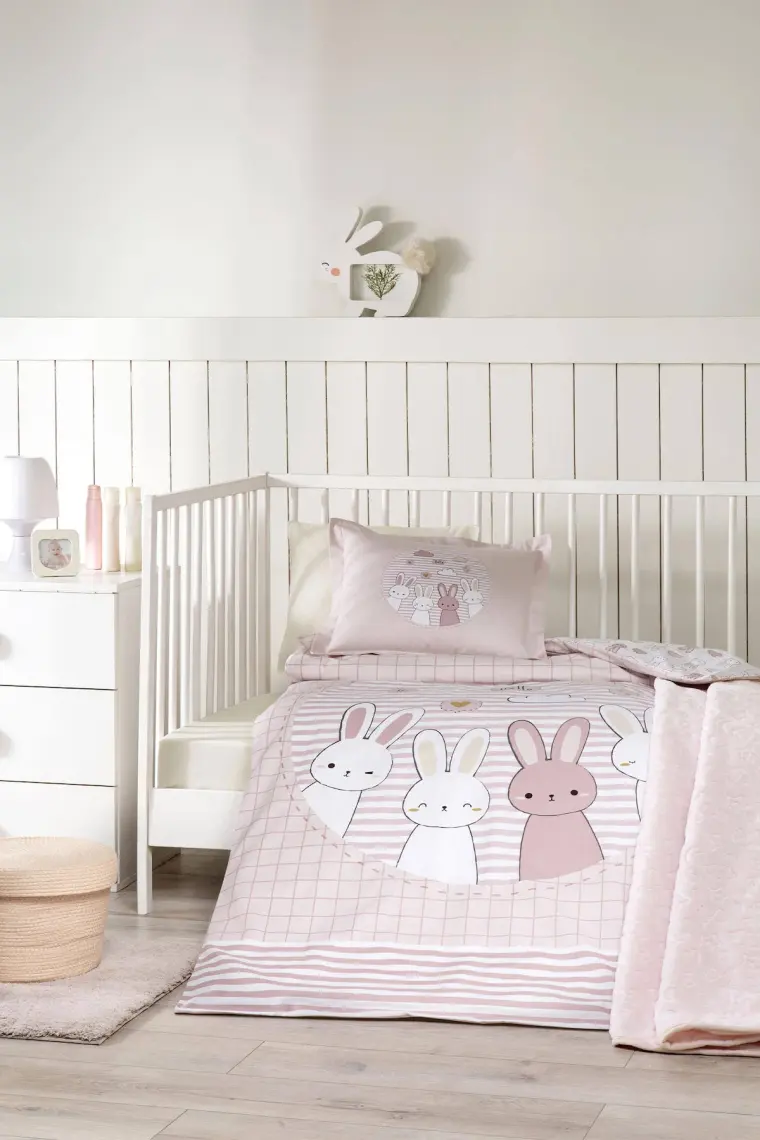 Özdilek Hello Rabbit Pembe Battaniyeli Bebek Nevresim Takımı