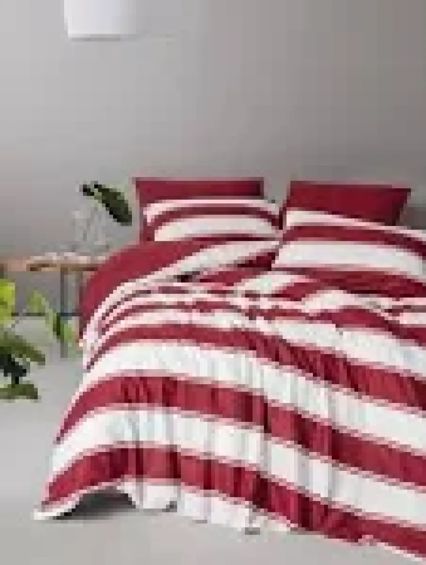 Cozy Home Festive Çift Kişilik Lastikli Çarşaflı Nevresim Takımı Jolly Kırmızı