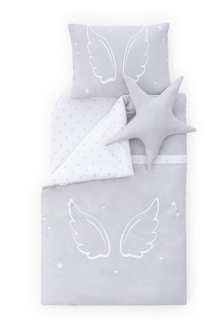 Angel Wings Anne Yanı 5 Parça Bebek Uyku Seti - Gri