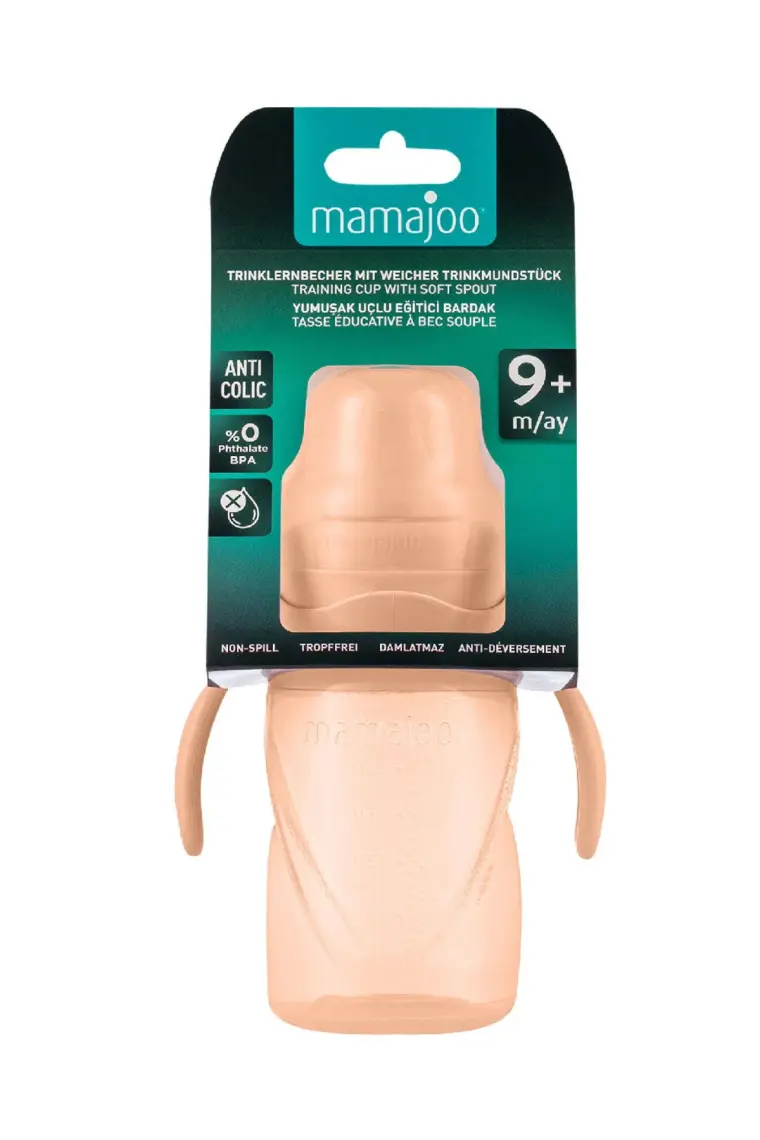 Mamajoo Damlatmaz Eğitici Kulplu Bardak, 270 ml, Powder Blush, 1 Adet