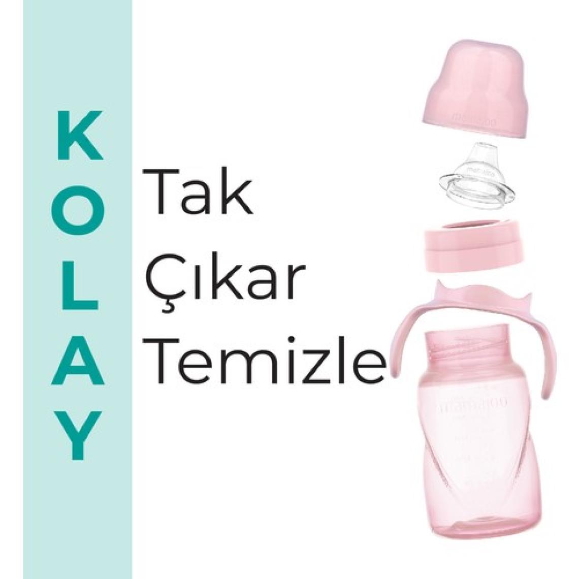 Mamajoo Damlatmaz Eğitici Kulplu Bardak, 270 ml, Powder Pink, 1 Adet