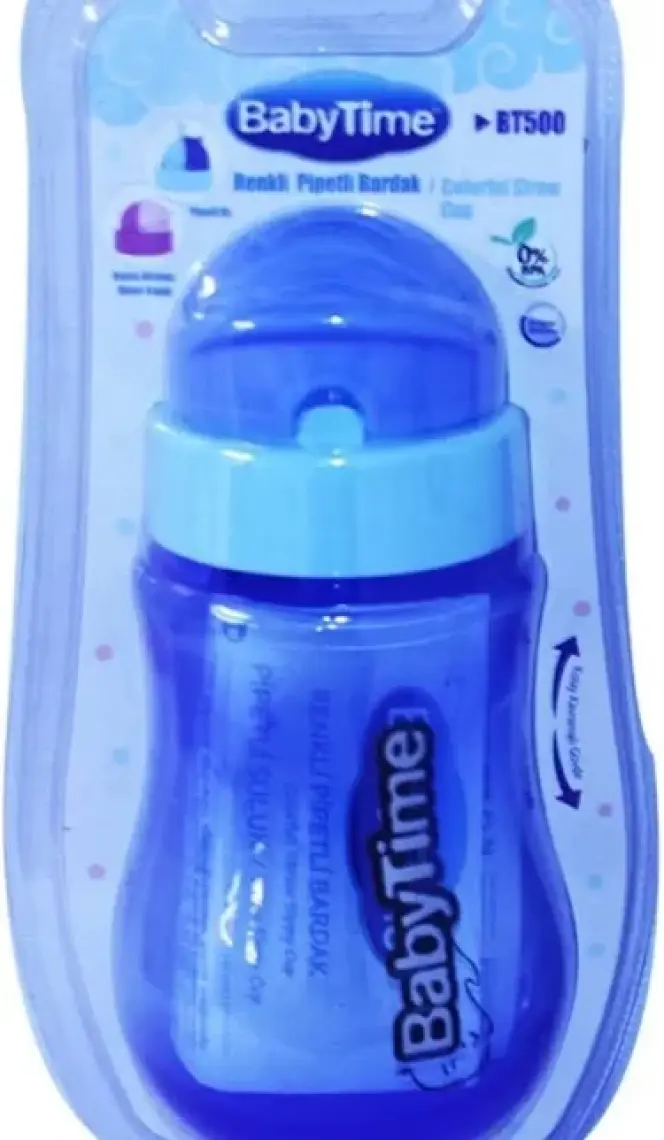 Babytime Renkli Pipetli Bardak Mavi
