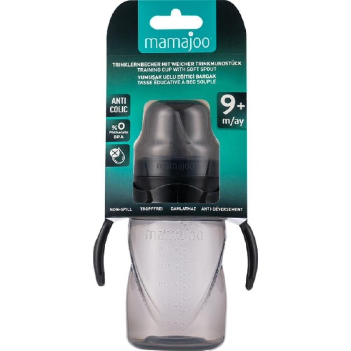 Mamajoo Damlatmaz Eğitici Kulplu Bardak, 270 ml, Siyah, 1 Adet