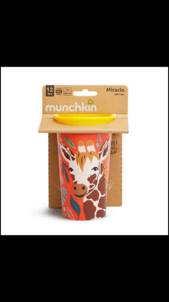 Munchkin Mucize  360° Wildlove Alıştırma Bardağı, 12AY+, 266ML, Zürafa, 1 Paket