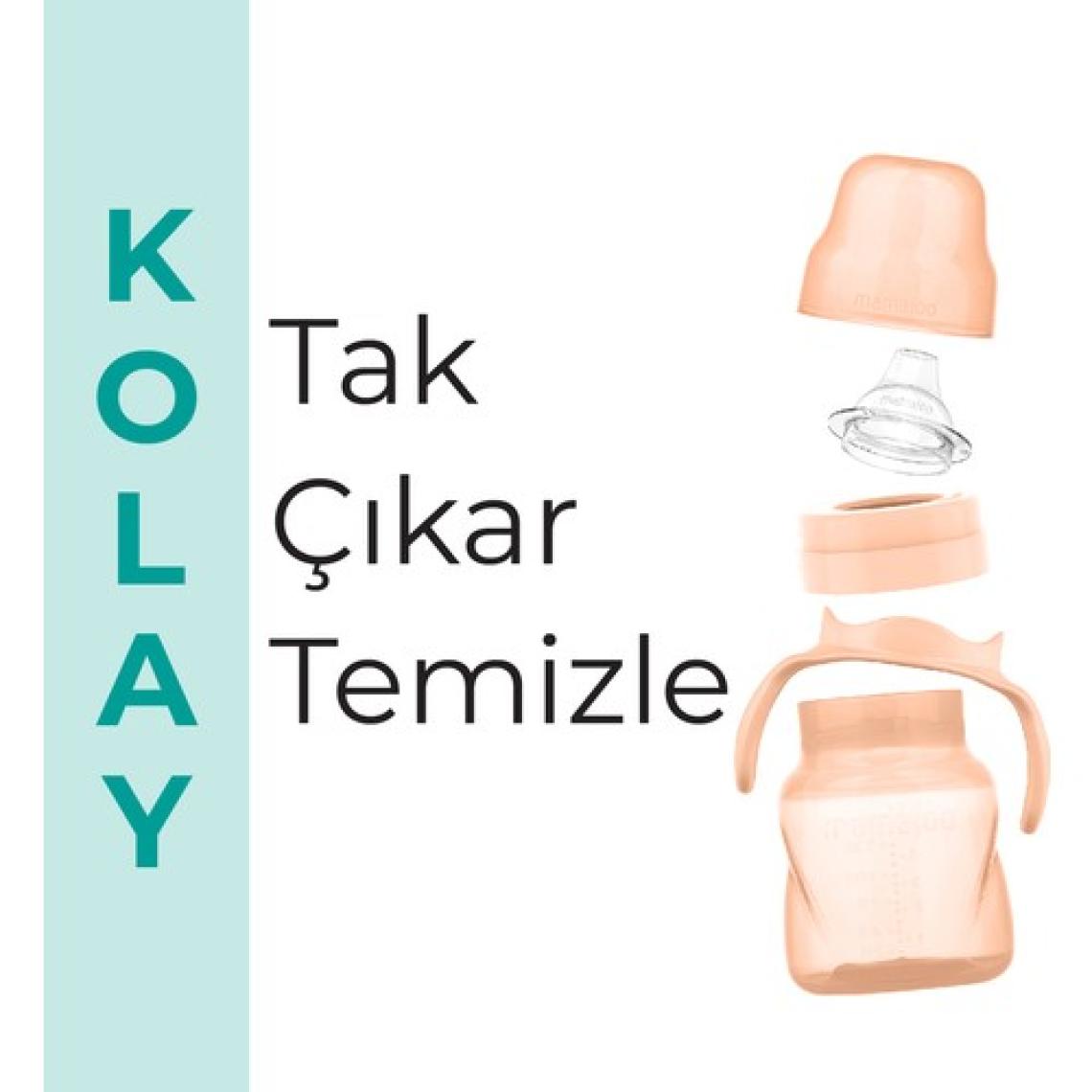 Mamajoo Damlatmaz Eğitici Kulplu Bardak, 160 ml, Powder Blush, 1 Adet