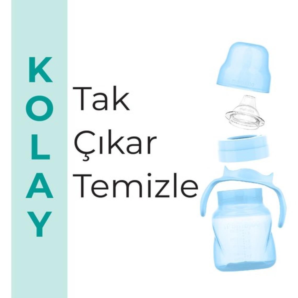 Mamajoo Damlatmaz Eğitici Kulplu Bardak, 160 ml, Powder Blue, 1 Adet