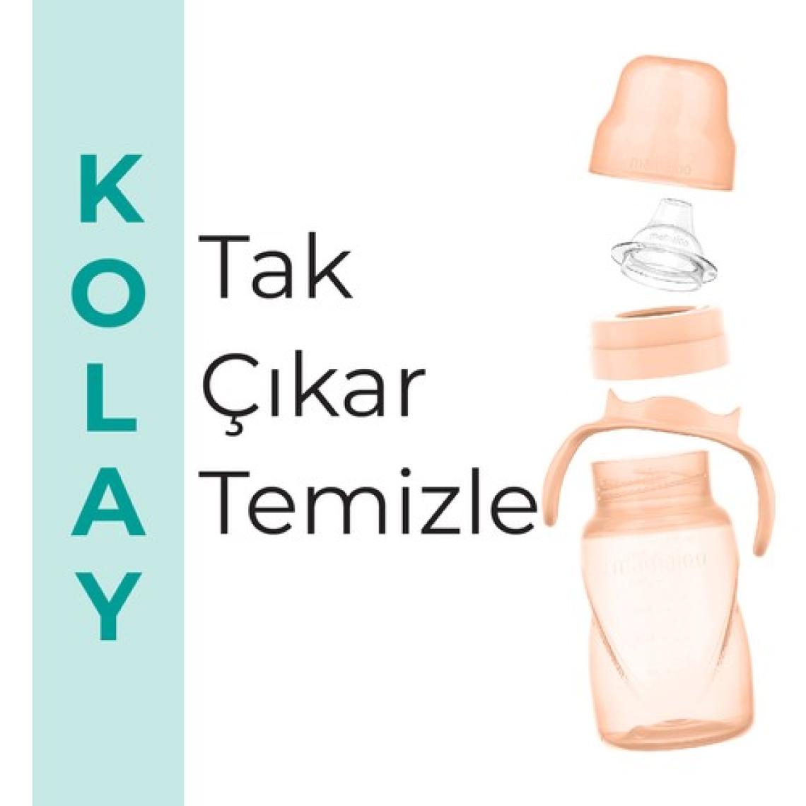 Mamajoo Damlatmaz Eğitici Kulplu Bardak, 270 ml, Powder Blush, 1 Adet