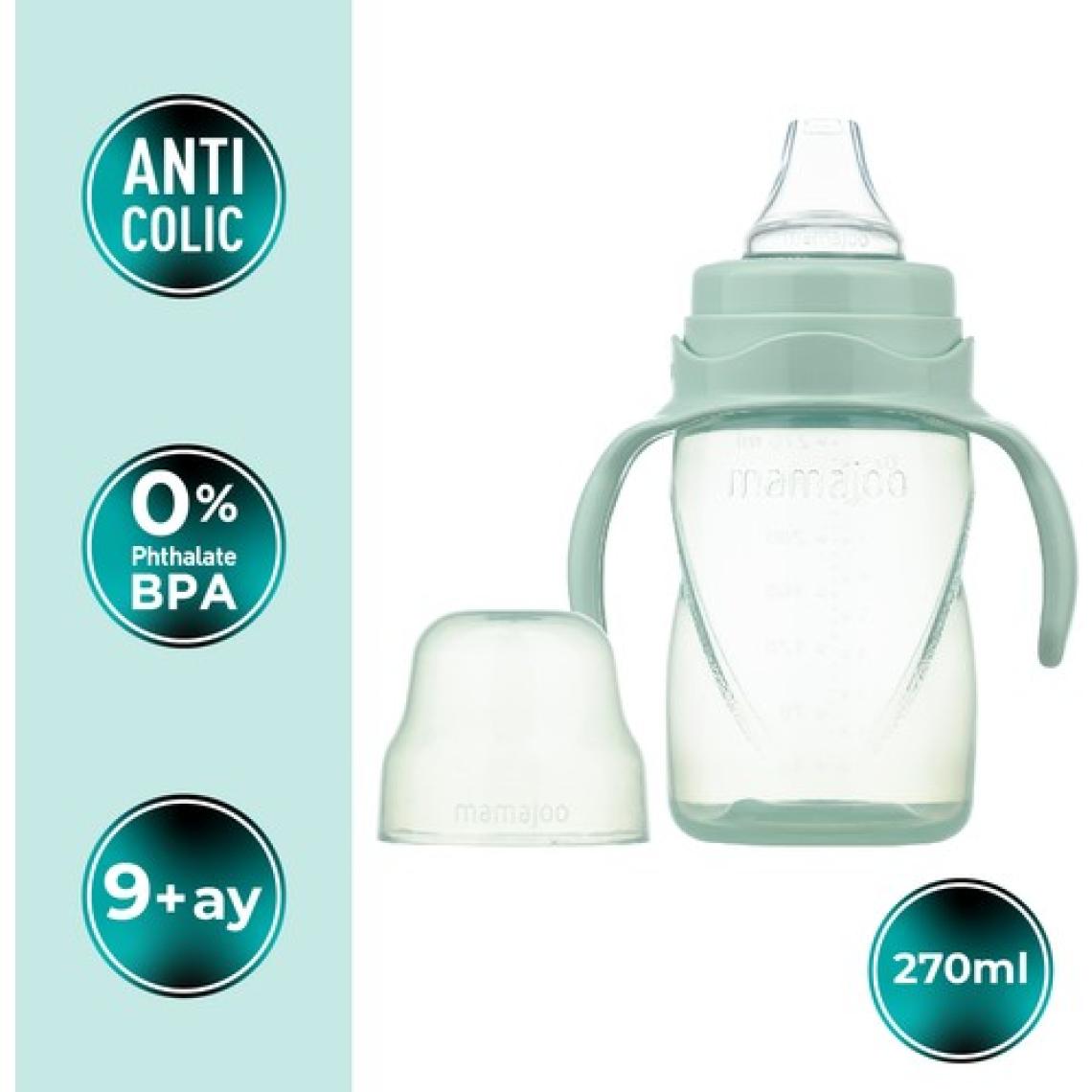 Mamajoo Damlatmaz Eğitici Kulplu Bardak, 270 ml, Powder Green, 1 Adet