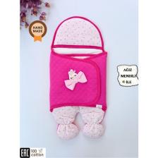 Tomuycuk Double Face Kız Bebek Ayaklı Kundak Pembe