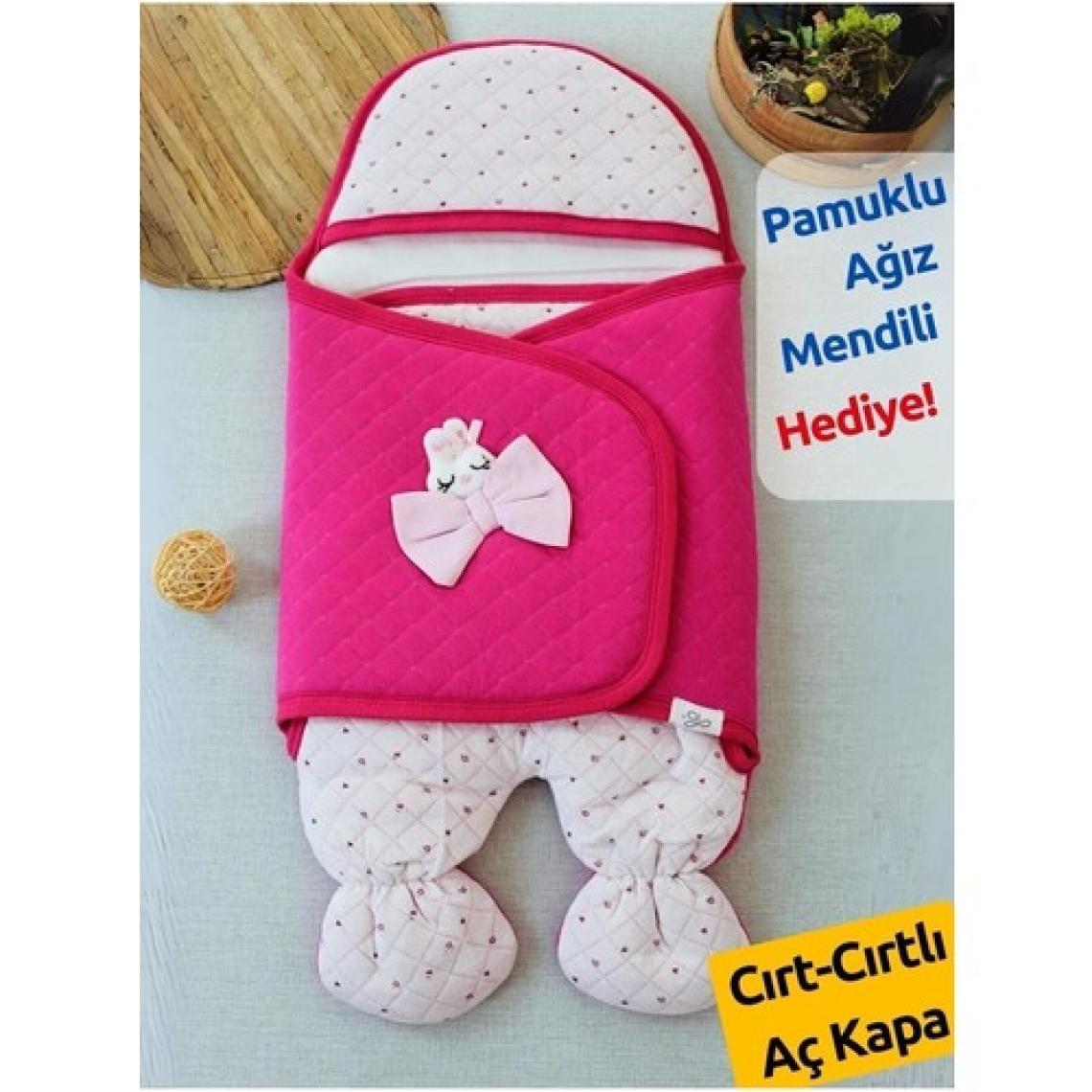 Tomuycuk Double Face Kız Bebek Ayaklı Kundak Pembe
