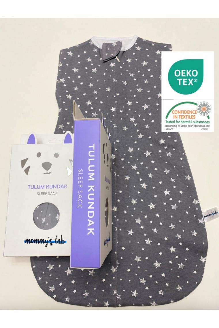 Mommyslab 0-4 Ay Yeni Sezon Desenli Çıtçıtlı Fermuarlı %100 Pamuk Tulum Kundak  Gri Yıldız - Tog1.0 Sleep Sack
