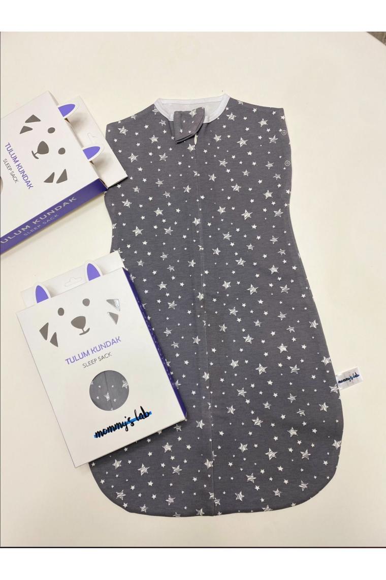 Mommyslab 0-4 Ay Yeni Sezon Desenli Çıtçıtlı Fermuarlı %100 Pamuk Tulum Kundak  Gri Yıldız - Tog1.0 Sleep Sack