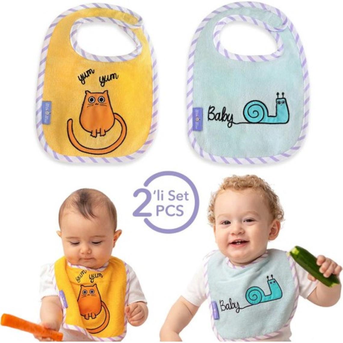 Milk&Moo Havlu Mama Önlüğü 2'li Set Tombiş Kedi ve Sangaloz