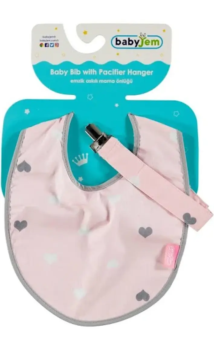 Baby Jem Emzik Askılı Mama Önlüğü Pembe Taç