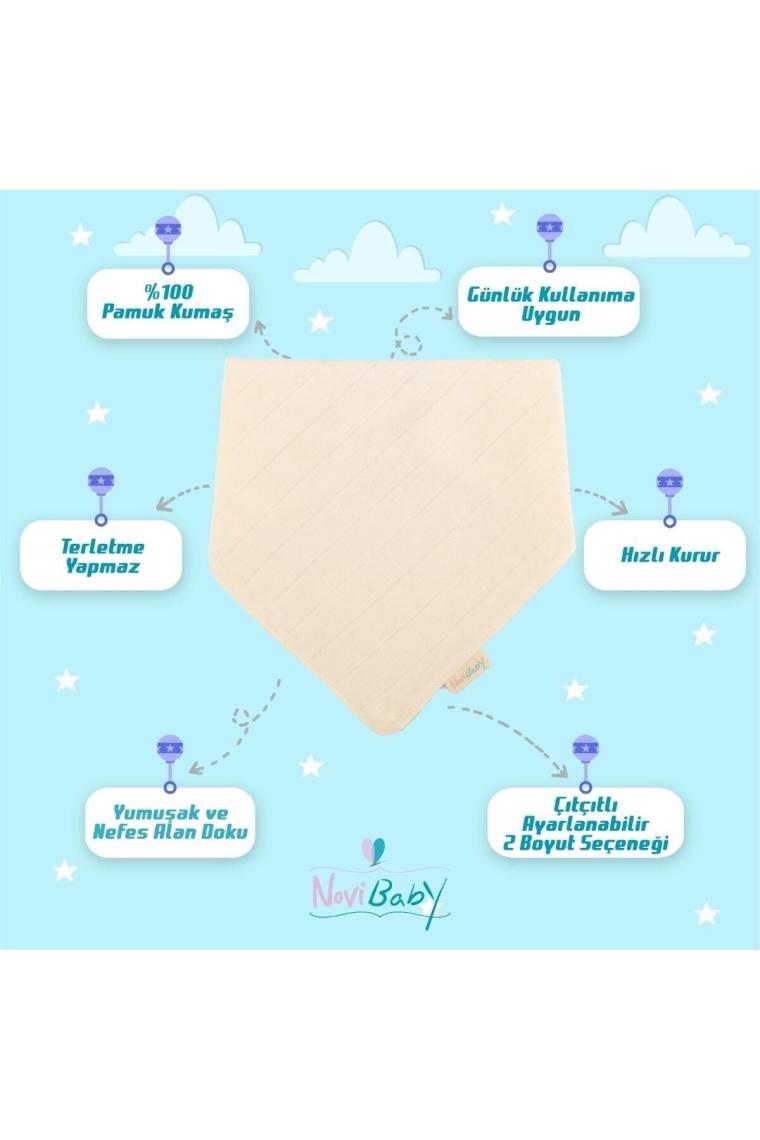 Müslin Bebek Fular Önlük – Ekru – Mama Önlüğü Salya Bezi Ağız Mendili Bandana 30x30cm