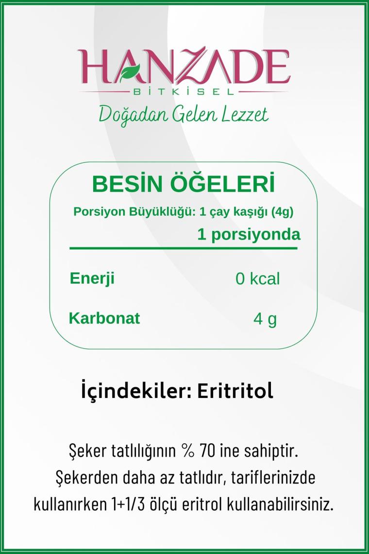Eritritol Pudra Form Doğal Toz Tatlandırıcı 250 Gr Sıfır Kalori Keto Diyet Erythritol Powder