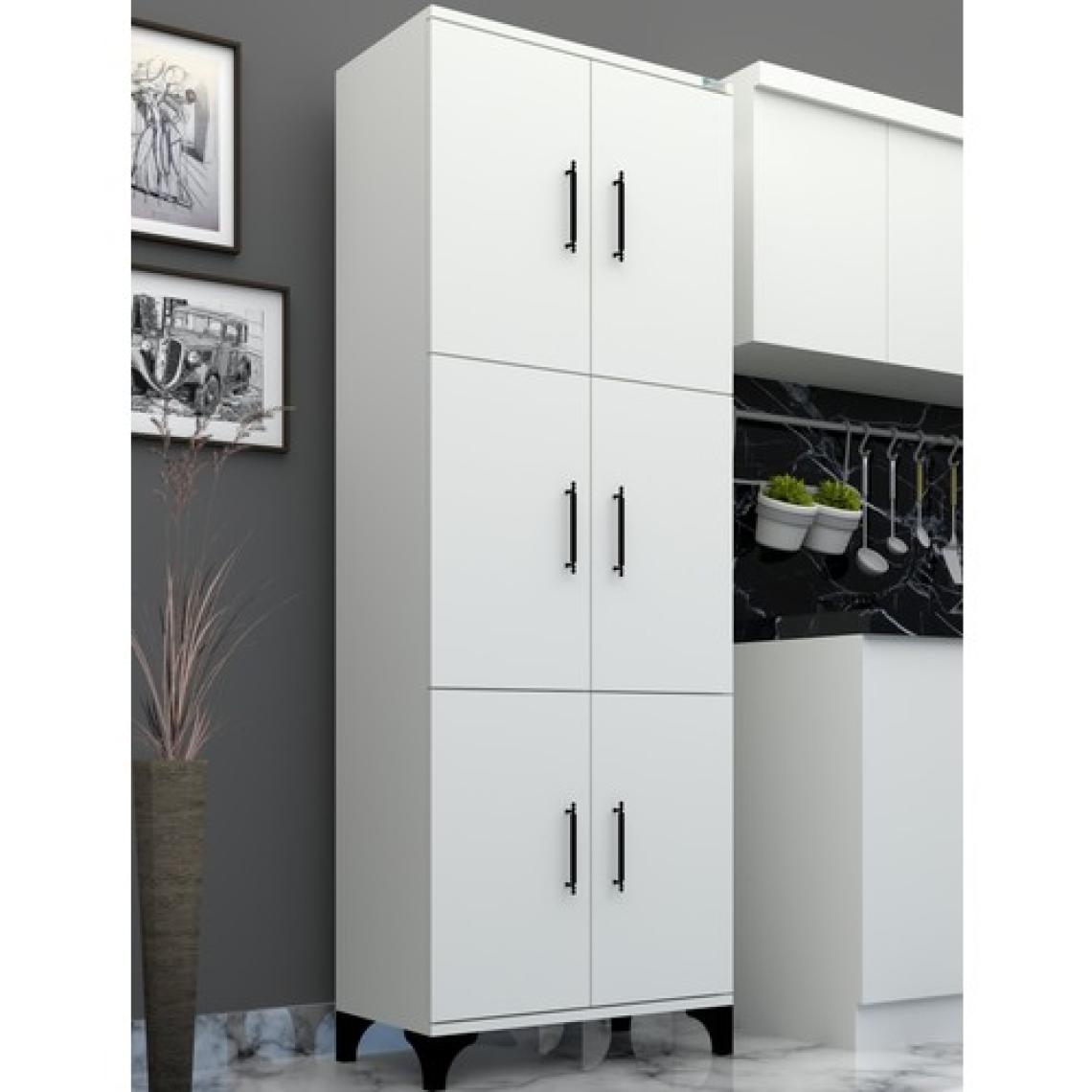 Buzkan Mobilya % 100 Mdf Lam -Frenli-Çok Amaçlı Kiler Balkon Banyo 6 Kapaklı  Dolap 71 x 194 cm