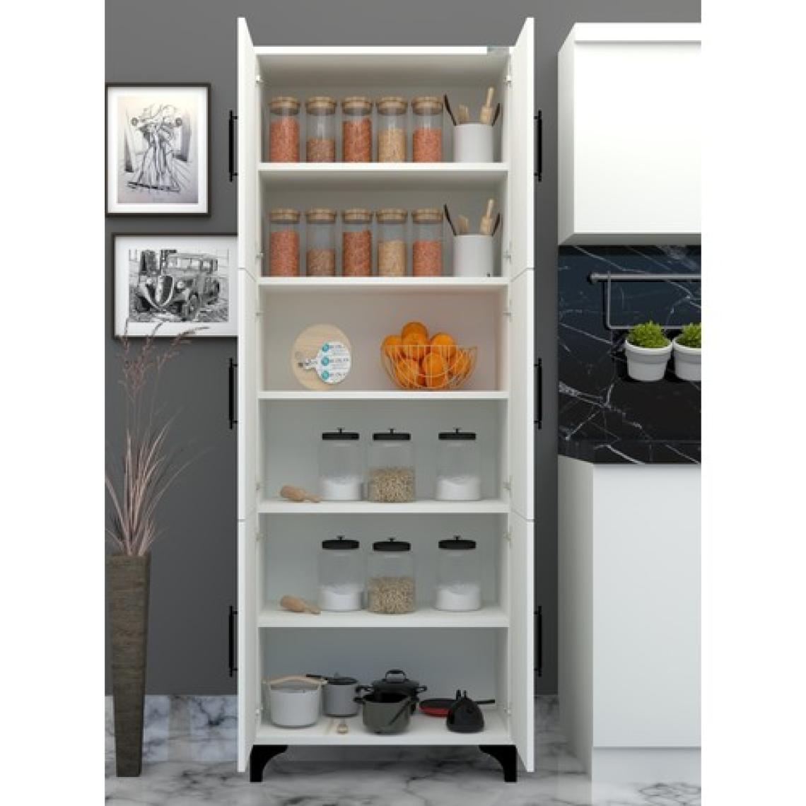 Buzkan Mobilya % 100 Mdf Lam -Frenli-Çok Amaçlı Kiler Balkon Banyo 6 Kapaklı  Dolap 71 x 194 cm
