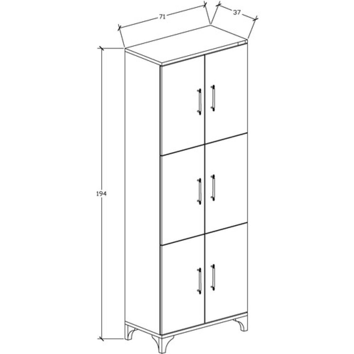 Buzkan Mobilya % 100 Mdf Lam -Frenli-Çok Amaçlı Kiler Balkon Banyo 6 Kapaklı  Dolap 71 x 194 cm