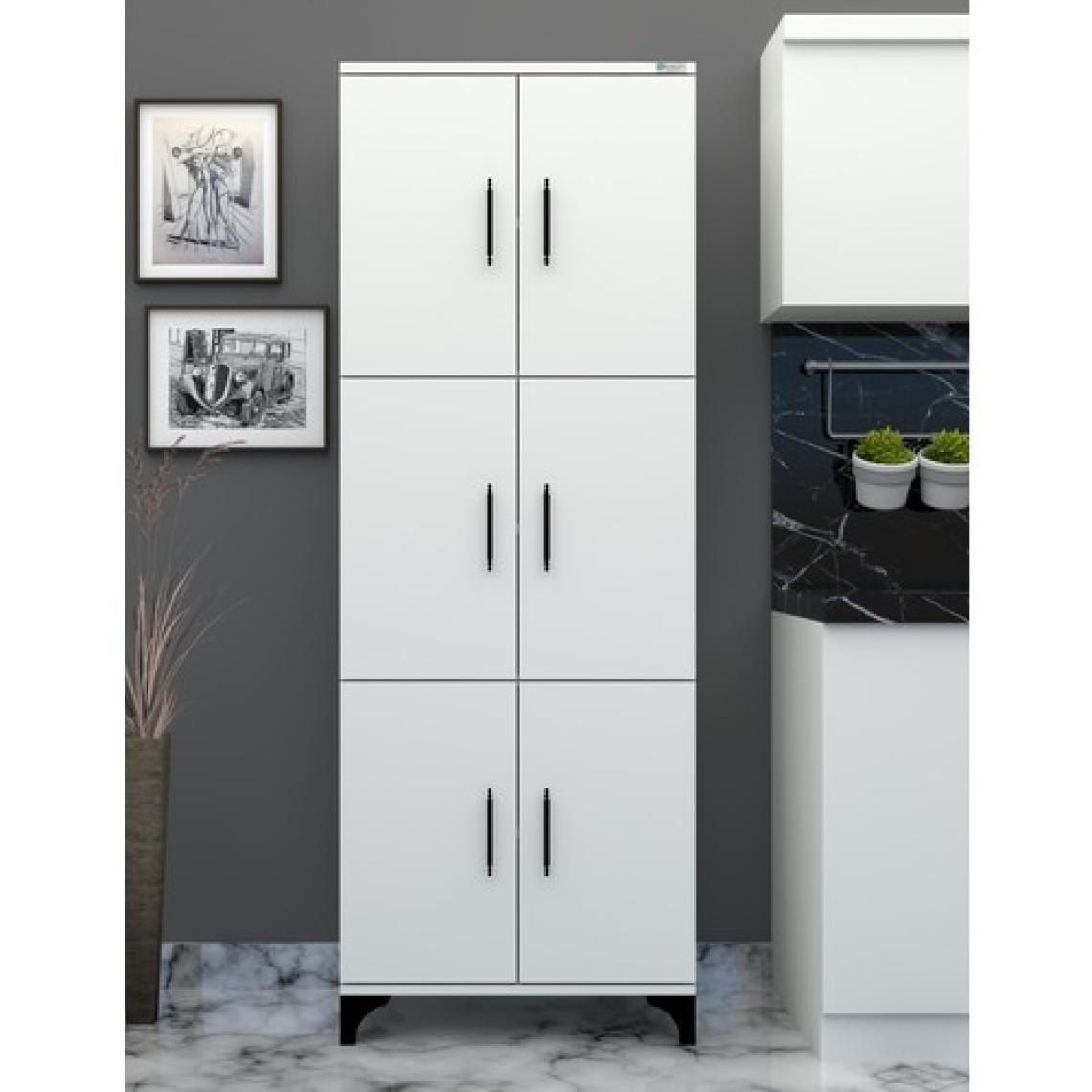 Buzkan Mobilya % 100 Mdf Lam -Frenli-Çok Amaçlı Kiler Balkon Banyo 6 Kapaklı  Dolap 71 x 194 cm