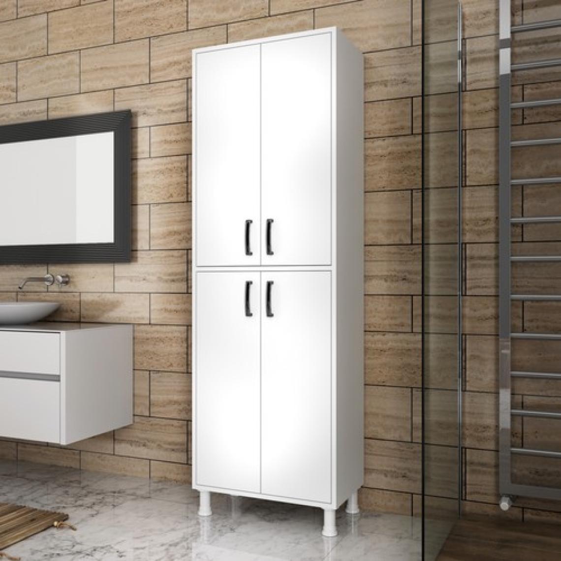 Rani F1 Çok Amaçlı Dolap 4 Kapaklı 6 Raflı Banyo Kiler Mutfak Dolabı Beyaz M4