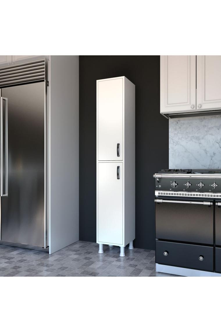 Rani F1 Çok Amaçlı Dolap 2 Kapaklı 6 Raflı Banyo Kiler Mutfak Dolabı Beyaz M1