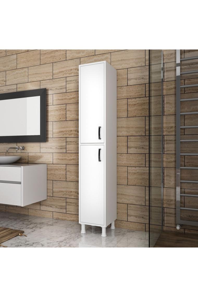 Rani F1 Çok Amaçlı Dolap 2 Kapaklı 6 Raflı Banyo Kiler Mutfak Dolabı Beyaz M1