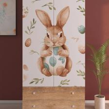 Hediyeler Kapında Çocuk Odası 2 Kapaklı Pretty Rabit Gardırop 5 Raflı 2 Çekmeceli Askılı Elbise Dolabı