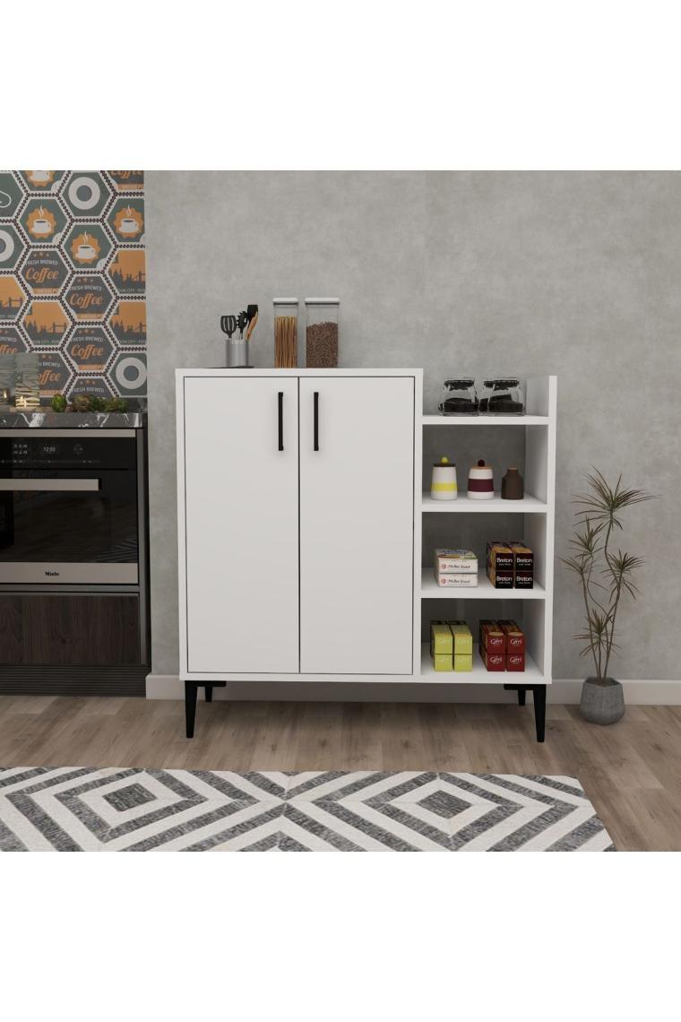 Arnetti Leskar 2 Kapaklı 6 Raflı Çok Amaçlı Mutfak Dolabı, Beyaz - Leskar