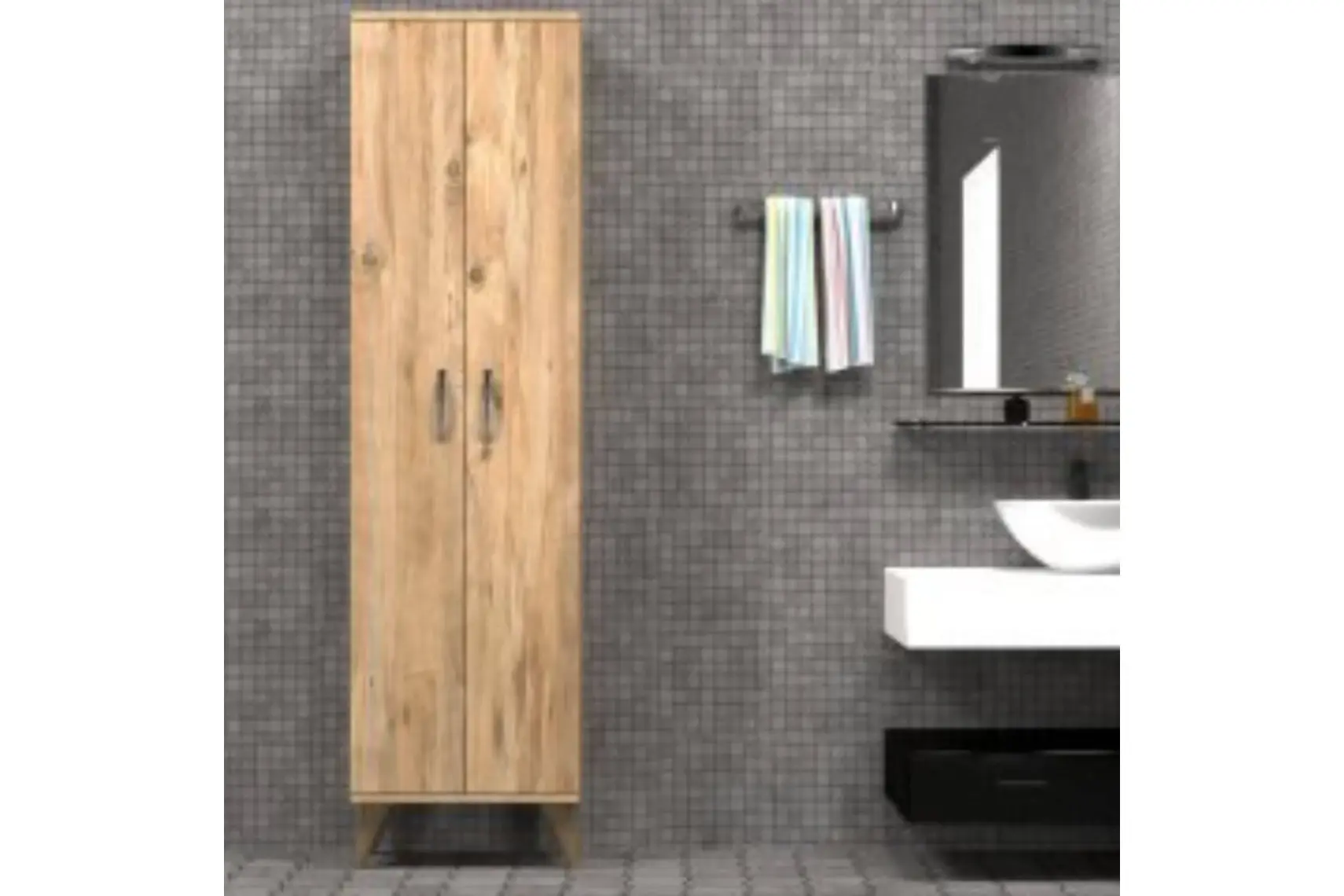 Tanmob 2 Kapılı 49CM Çok Amaçlı Dolap Çam - BDL0102