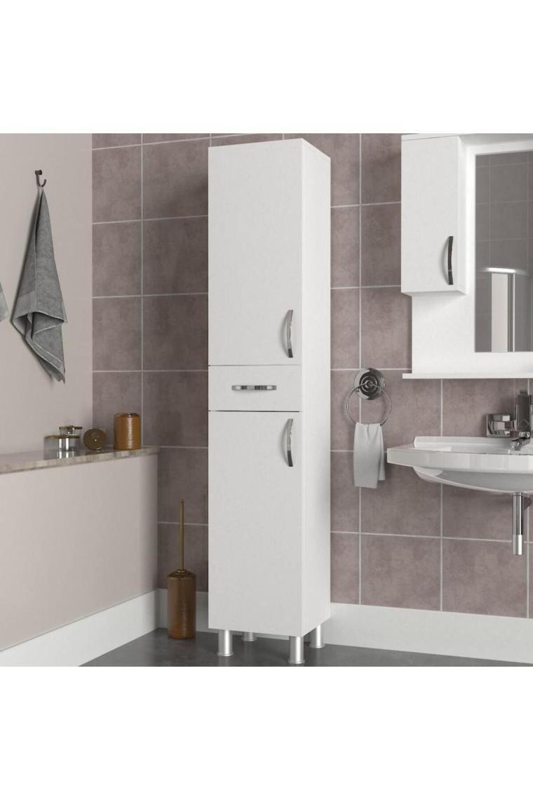 Selin 2 Kapak 1 Çekmeceli Banyo Boy Dolabı Beyaz