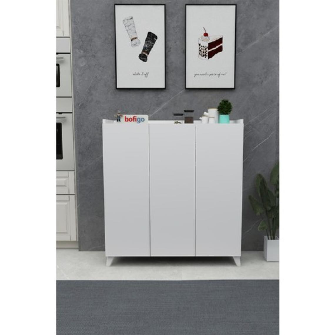 Bofigo 3 Kapaklı Çok Amaçlı Dolap Çok Amaçlı Mutfak Dolabı Banyo Dolabı Ayakkabılık Kumsal Beyaz