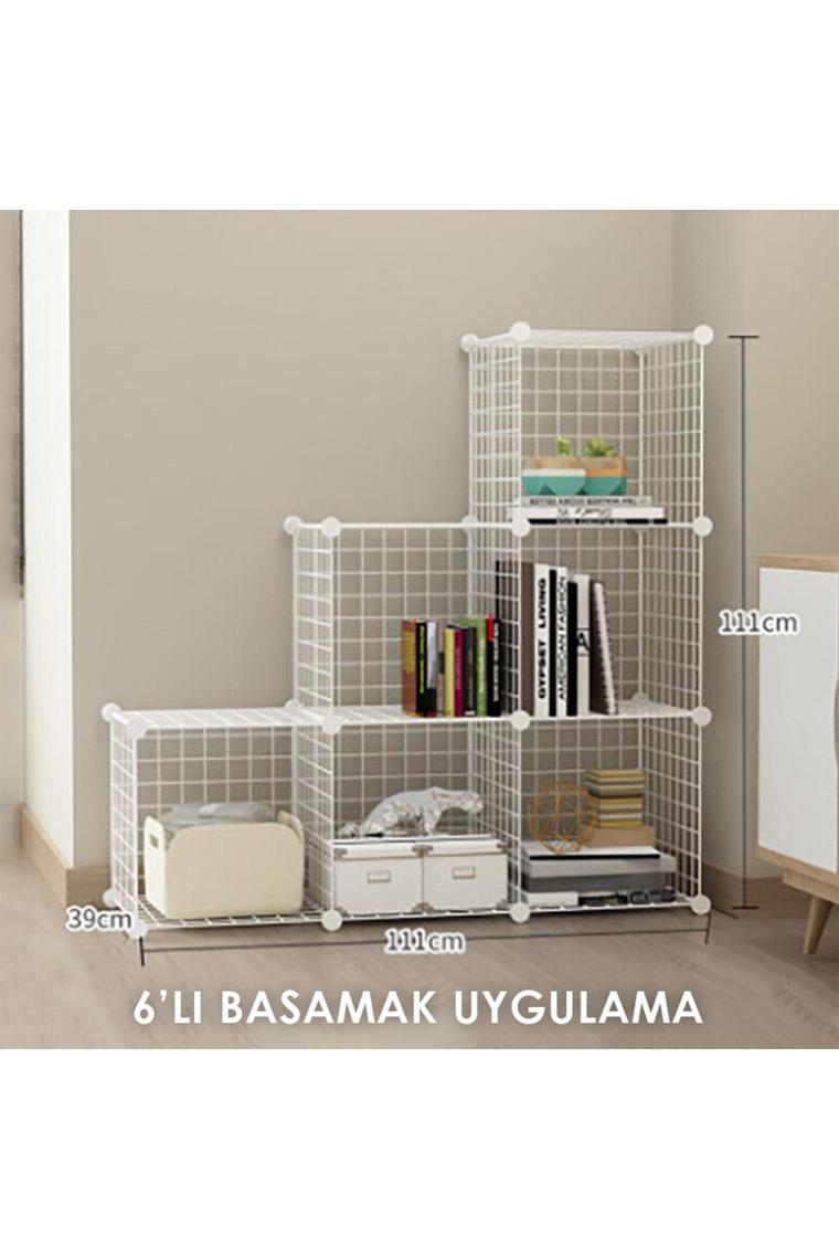 Decorelax 6 Bölmeli Tel Küp Çok Amaçlı Organizer Raf Beyaz 33CM Mutfak, Oyuncak, Kiler, Depolama Rafı