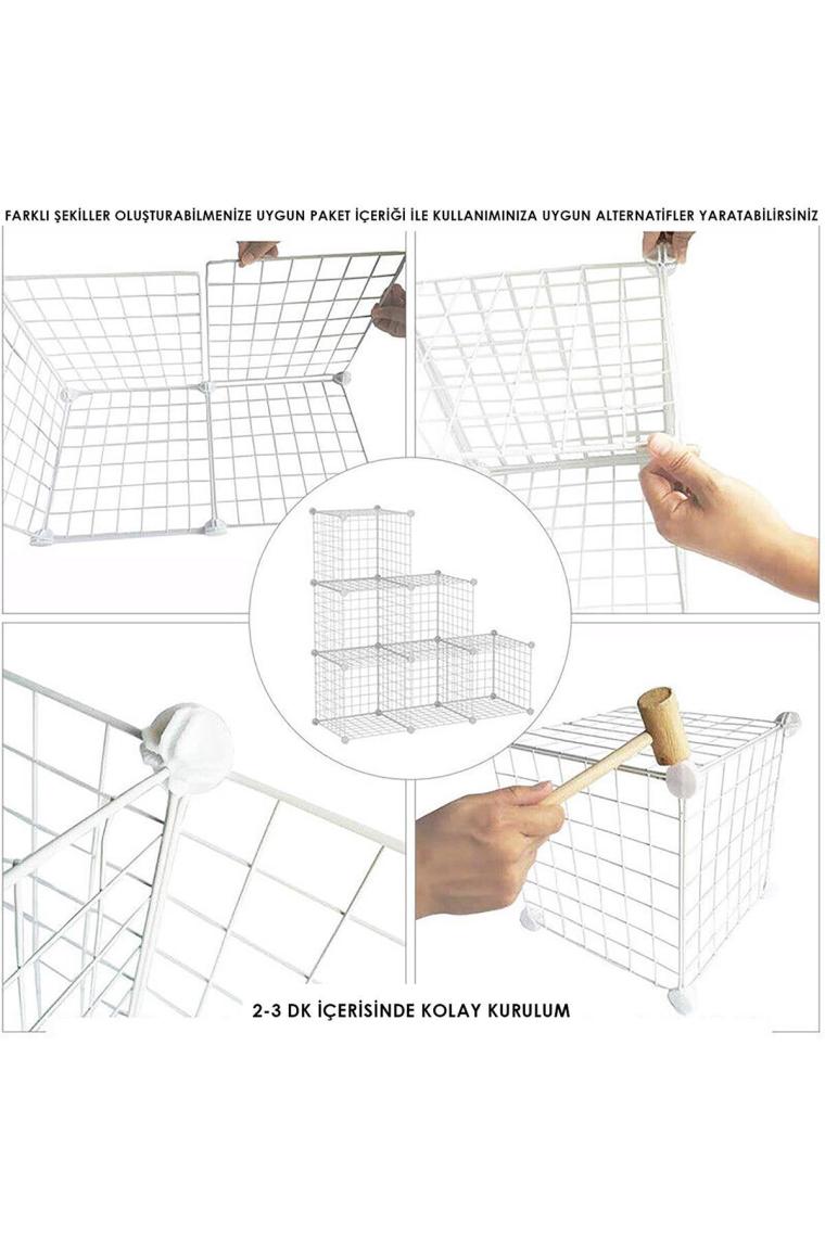 Decorelax 6 Bölmeli Tel Küp Çok Amaçlı Organizer Raf Beyaz 33CM Mutfak, Oyuncak, Kiler, Depolama Rafı