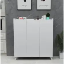 Bofigo 3 Kapaklı Çok Amaçlı Dolap Çok Amaçlı Mutfak Dolabı Banyo Dolabı Ayakkabılık Kumsal Beyaz