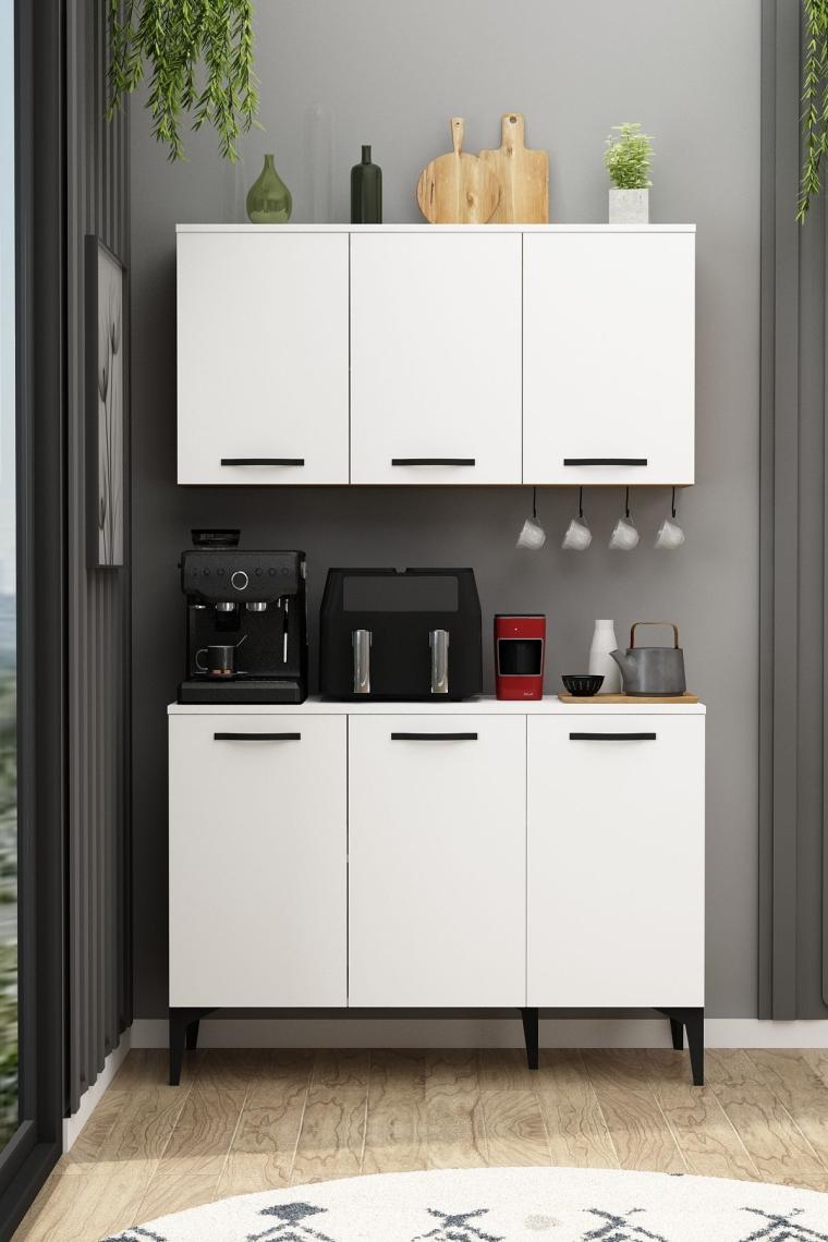 İva+Üst Modül Airfry Dolabı Fırınlı Erzak Dolabı Çok Amaçlı Dolap Askılı Kahve Köşesi