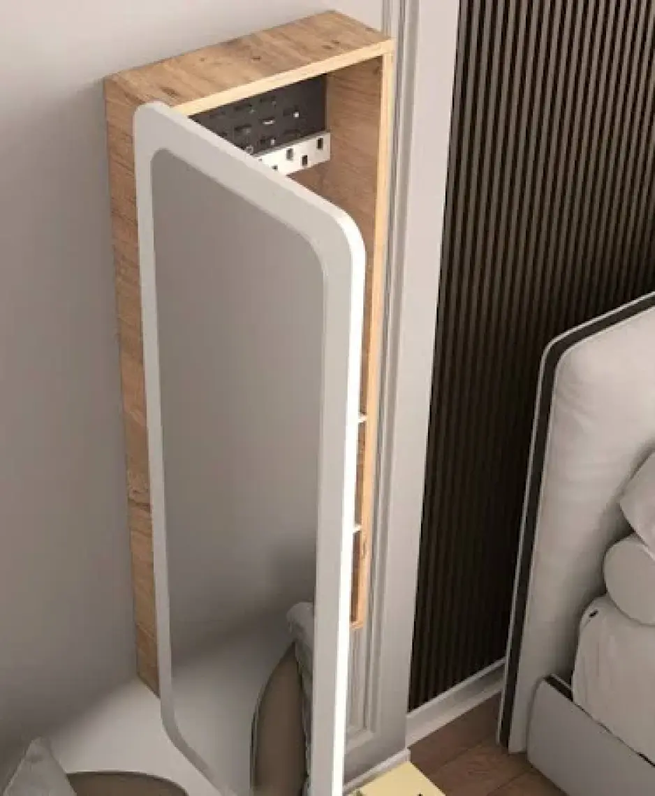 Pratico Mobilya Lune Takı Dolabı Aynalı Çok Amaçlı Hediyelik Takı Dolabı Satlantik Çam Gövde Beyaz Kapak
