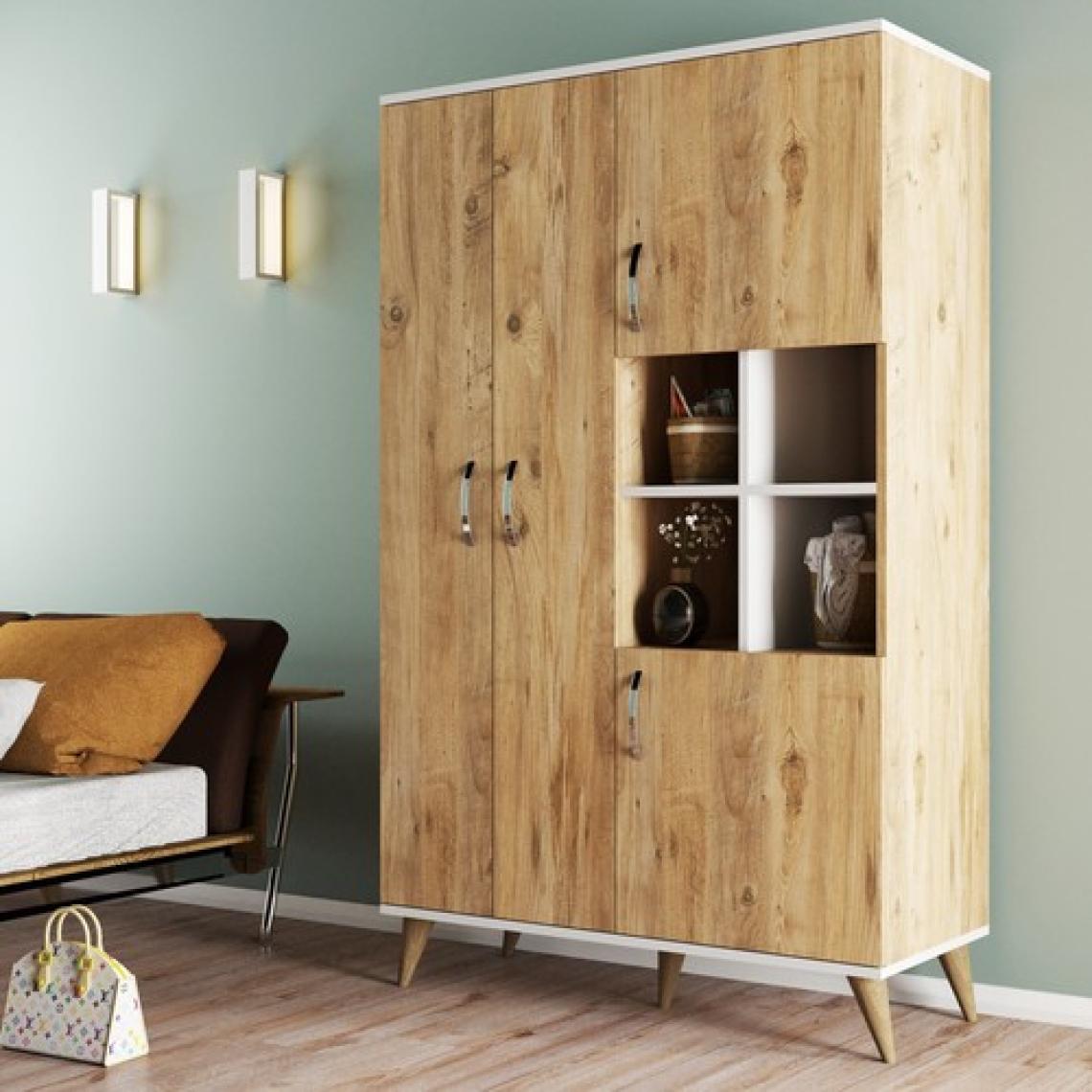 Tanmob Maxi 4 Kapaklı Askılıklı Raflı Çok Amaçlı Dolap Çam - GRD0102
