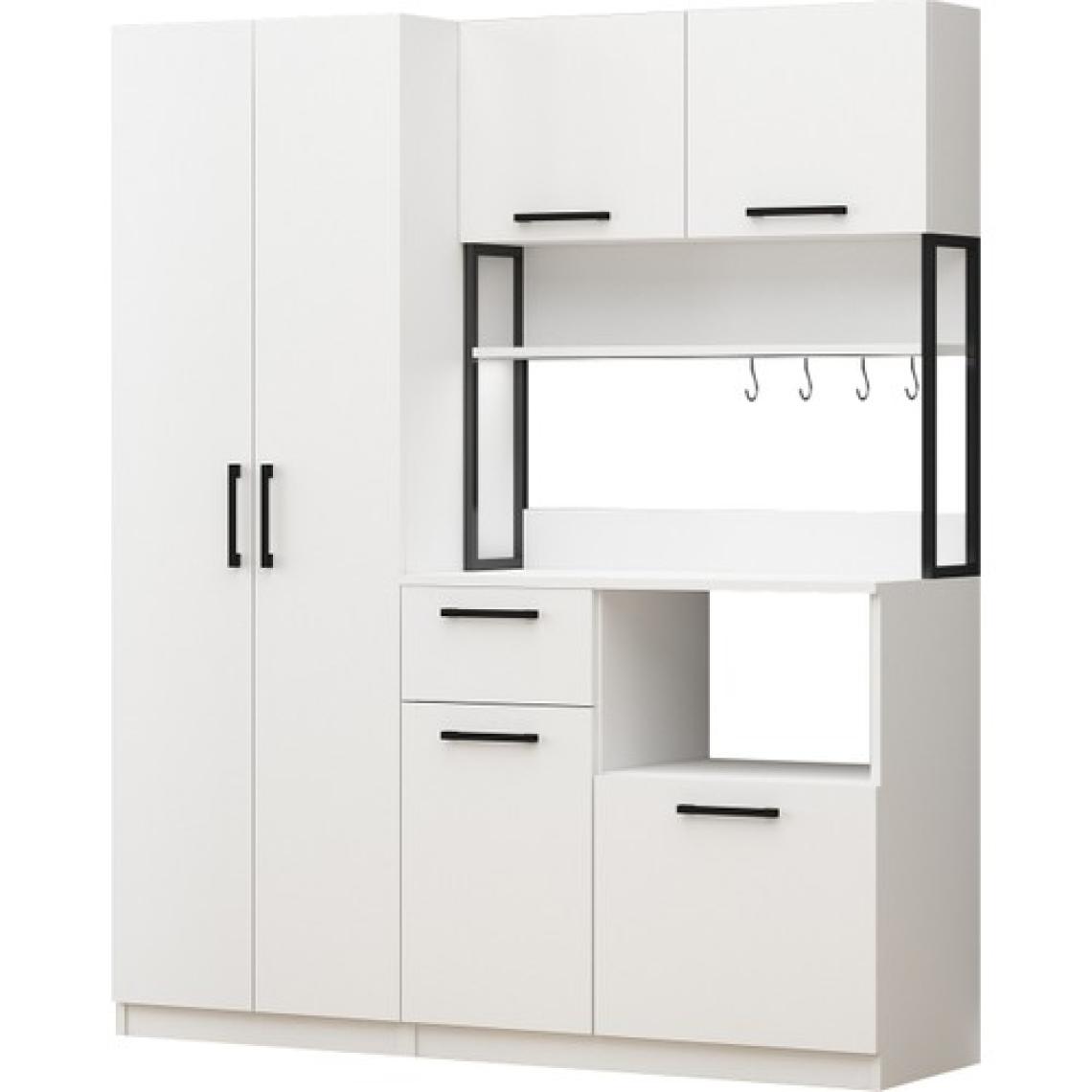 AVM Park Ervin Sepet Raflı E2+2k Beyaz Airfry Çok Amaçlı Kiler Dolabı 4 Raflı Dolaplı Kahve Köşesi Beyaz