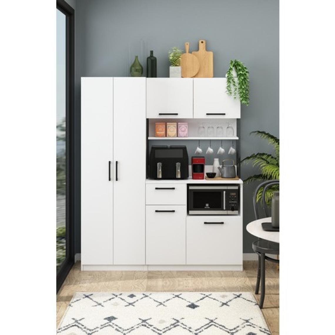 AVM Park Ervin Sepet Raflı E2+2k Beyaz Airfry Çok Amaçlı Kiler Dolabı 4 Raflı Dolaplı Kahve Köşesi Beyaz