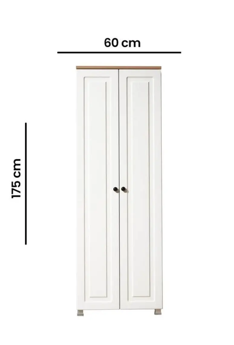 Just Home Ares 2 Kapak ve 8 Raflı Çok Amaçlı Dolap - Safir Meşe / Beyaz