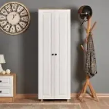 Just Home Ares 2 Kapak ve 8 Raflı Çok Amaçlı Dolap - Safir Meşe / Beyaz
