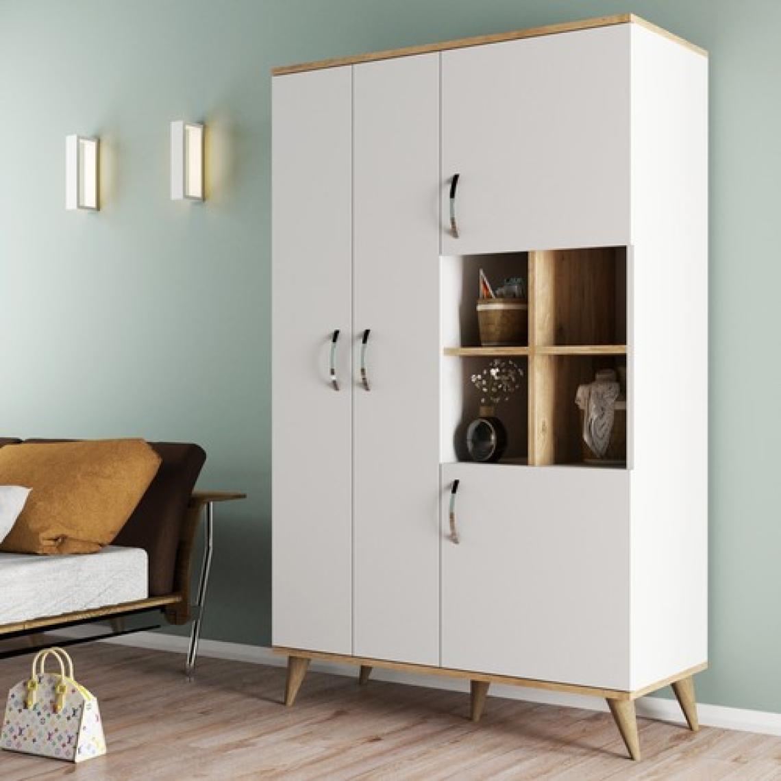 Tanmob Maxi 4 Kapaklı Askılıklı Raflı Çok Amaçlı Dolap BeyazÇam GRD0103