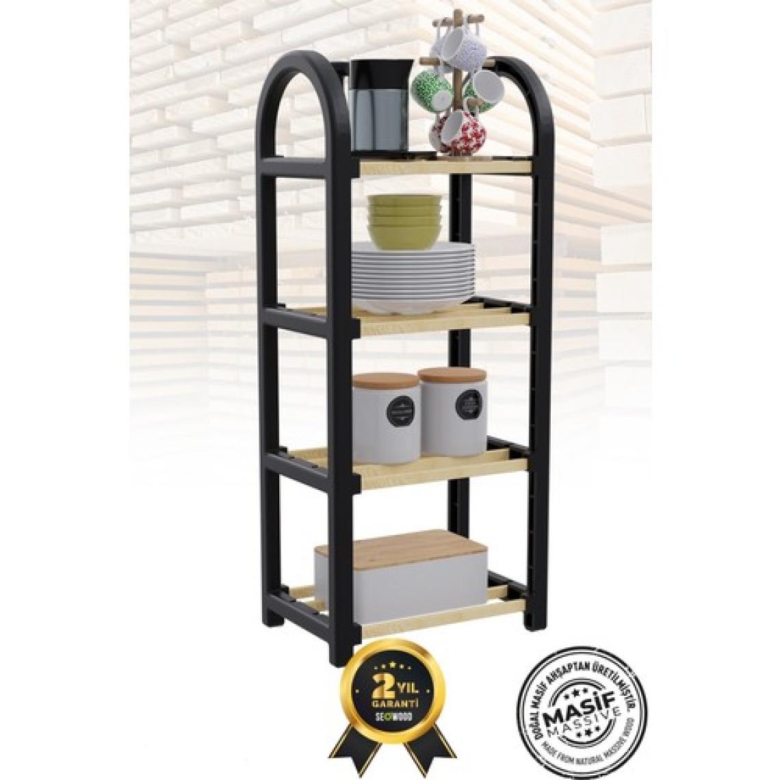 Stickwood 4 Katlı 1.sınıf Süper Kalite Mini Siyah Masif Ahşap Ayakkabılık Raf Ünitesi 2 Yıl Garantili SW-2504