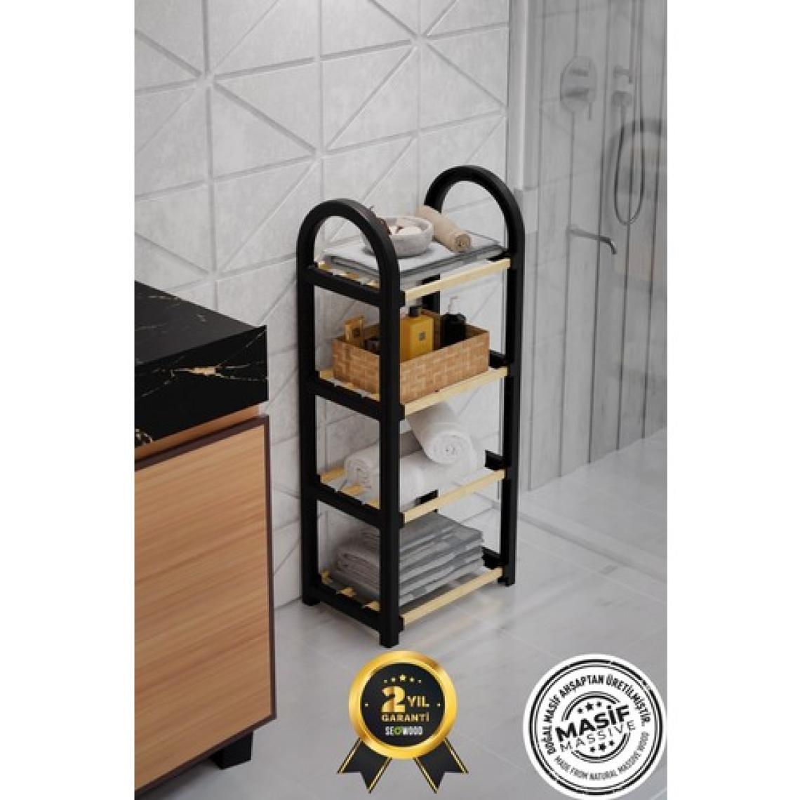 Stickwood 4 Katlı 1.sınıf Süper Kalite Mini Siyah Masif Ahşap Ayakkabılık Raf Ünitesi 2 Yıl Garantili SW-2504