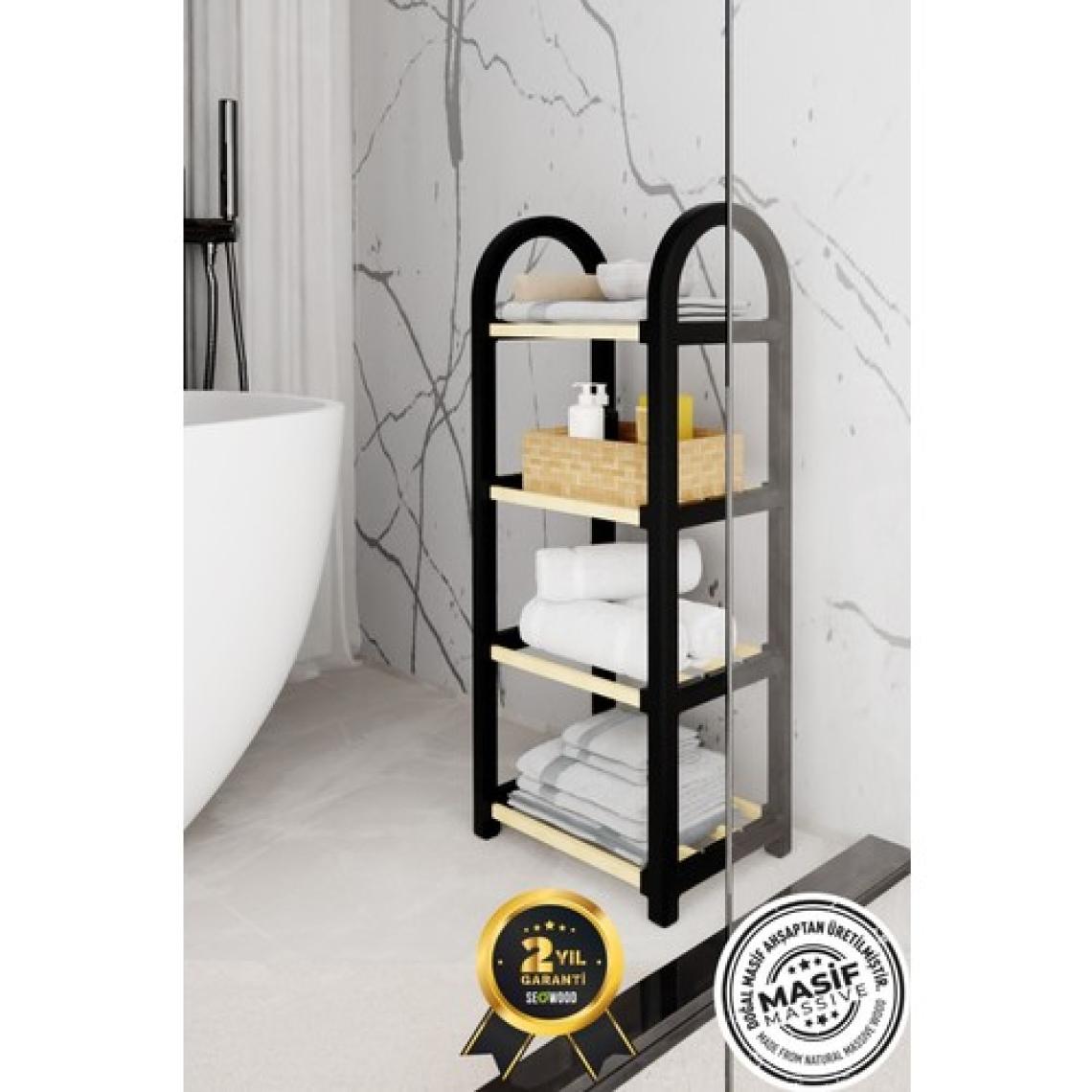 Stickwood 4 Katlı 1.sınıf Süper Kalite Mini Siyah Masif Ahşap Ayakkabılık Raf Ünitesi 2 Yıl Garantili SW-2504