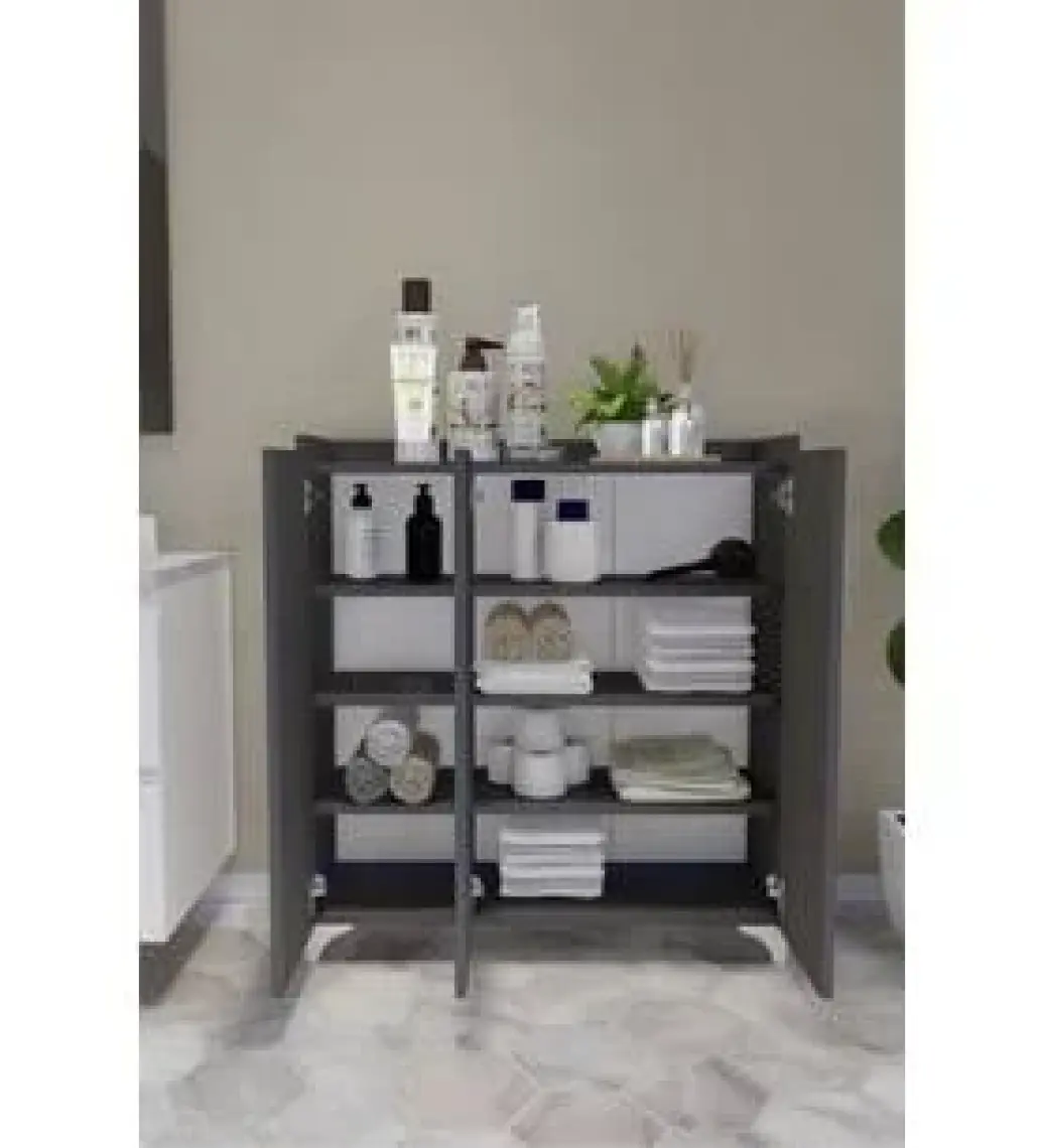 Bofigo 3 Kapaklı Çok Amaçlı Dolap Çok Amaçlı Mutfak Dolabı Banyo Dolabı Ayakkabılık Kumsal Antrasit