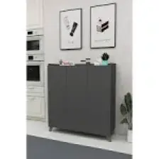 Bofigo 3 Kapaklı Çok Amaçlı Dolap Çok Amaçlı Mutfak Dolabı Banyo Dolabı Ayakkabılık Kumsal Antrasit