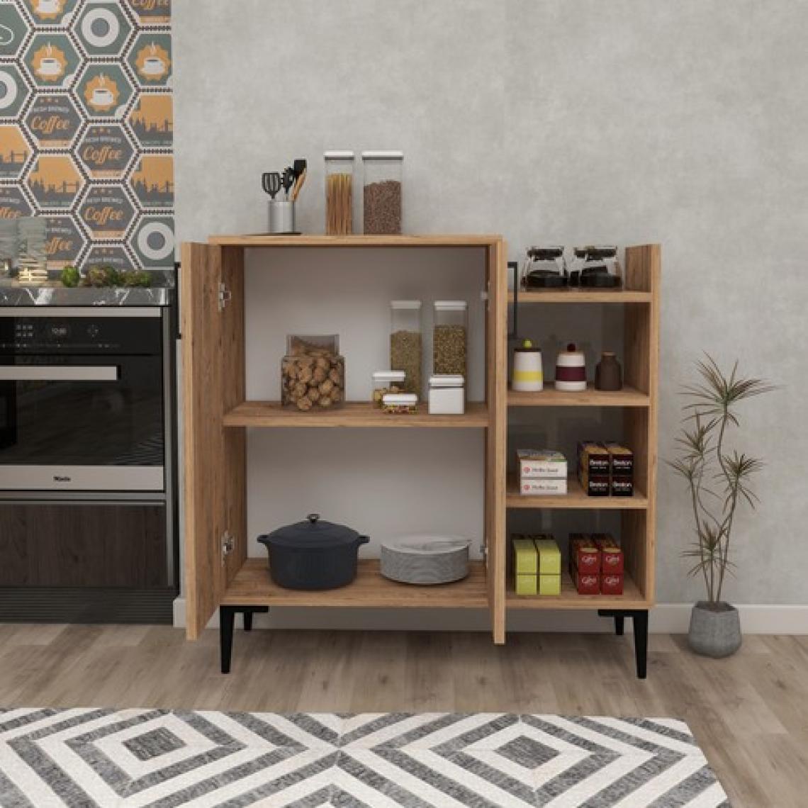 Arnetti Leskar 2 Kapaklı 6 Raflı Çok Amaçlı Mutfak Dolabı, Atlantik Çam - Leskar
